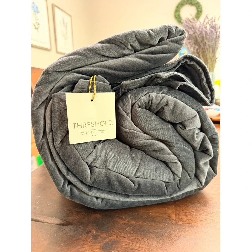 Threshold Velvet Duvet Cover Set King Dark Gray 3pc Cotton NWT